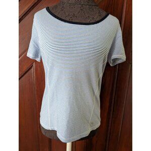 Talbots Womens Short Sleeve Striped T-Shirt Blue & White Size M